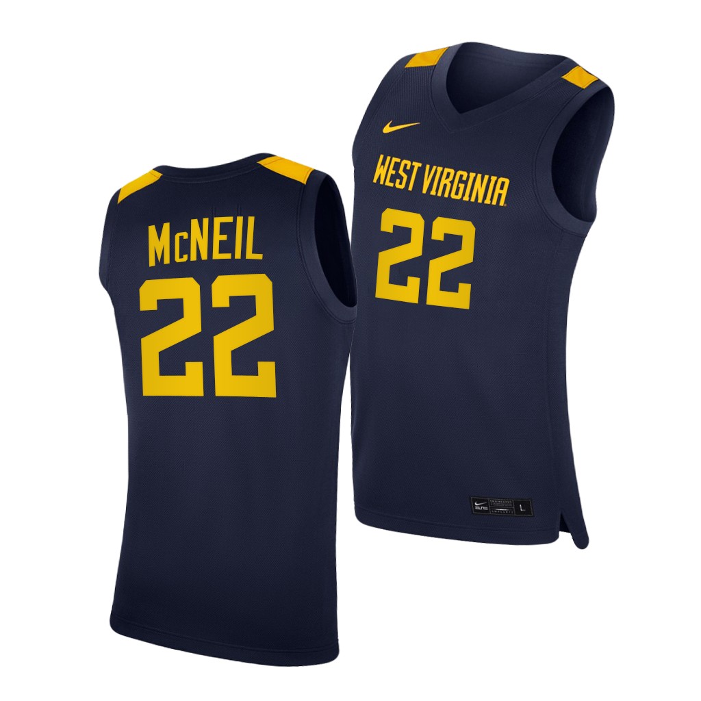 West Virginia Mountaineers Sean McNeil Navy -21 College Jersey Men L2GESGXV
