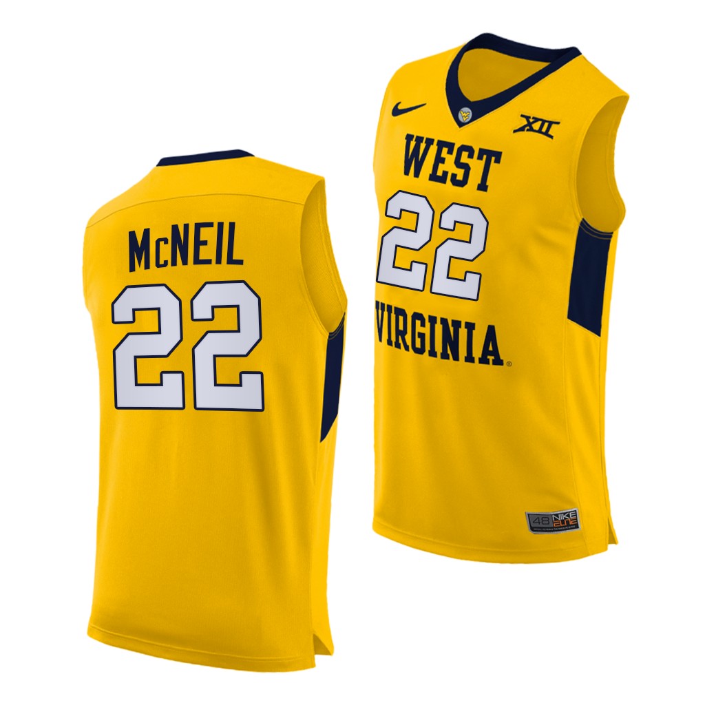 West Virginia Mountaineers Sean McNeil Yellow -21 Alternate Jersey Men WRTTDGXV