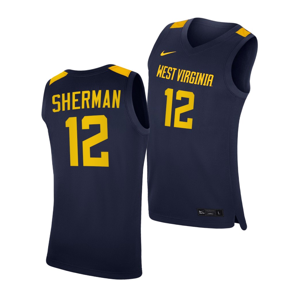 West Virginia Mountaineers Taz Sherman Navy -21 College Jersey Men ABYGNGXV
