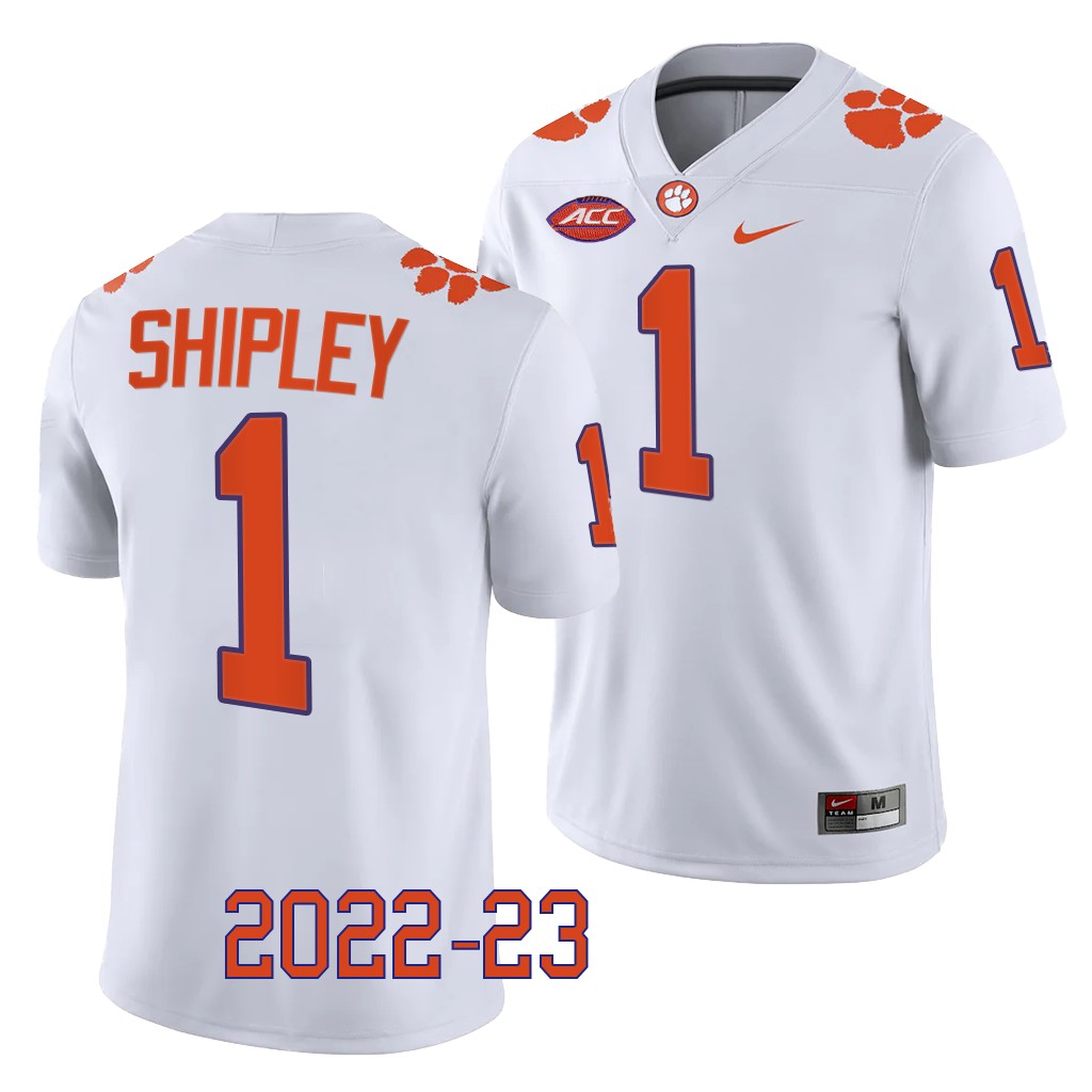 Will Shipley Clemson Tigers #1 White Jersey 2022-23 College Game Uniform D29P3GXV