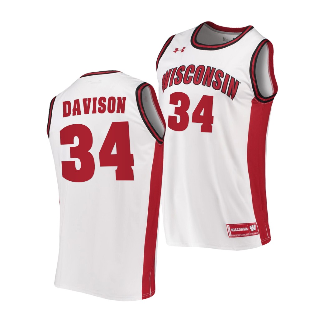 Wisconsin Badgers Brad Davison White -21 College Jersey Z2INIGXV