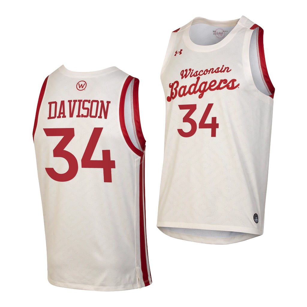 Wisconsin Badgers Brad Davison White Throwback College Jersey JQBS8GXV