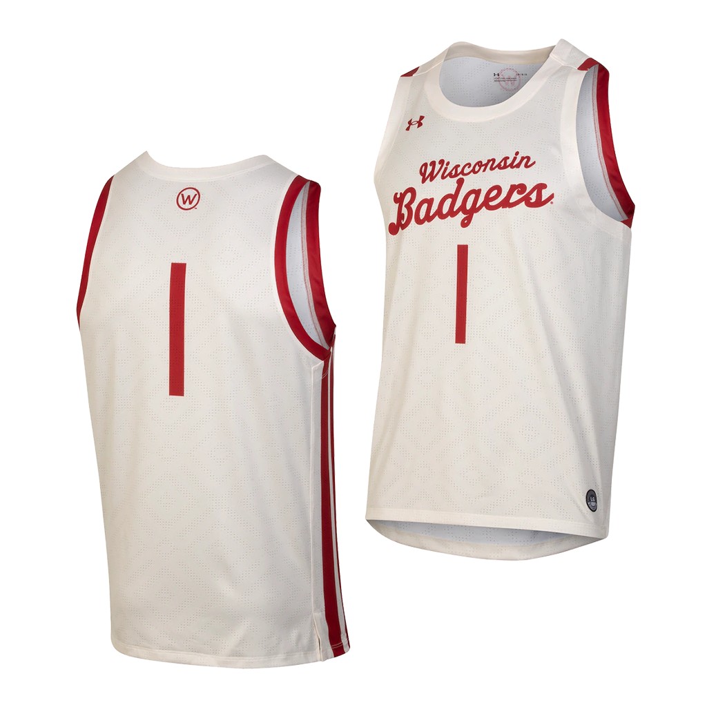 Wisconsin Badgers Custom White Throwback Co EXU2GGXV