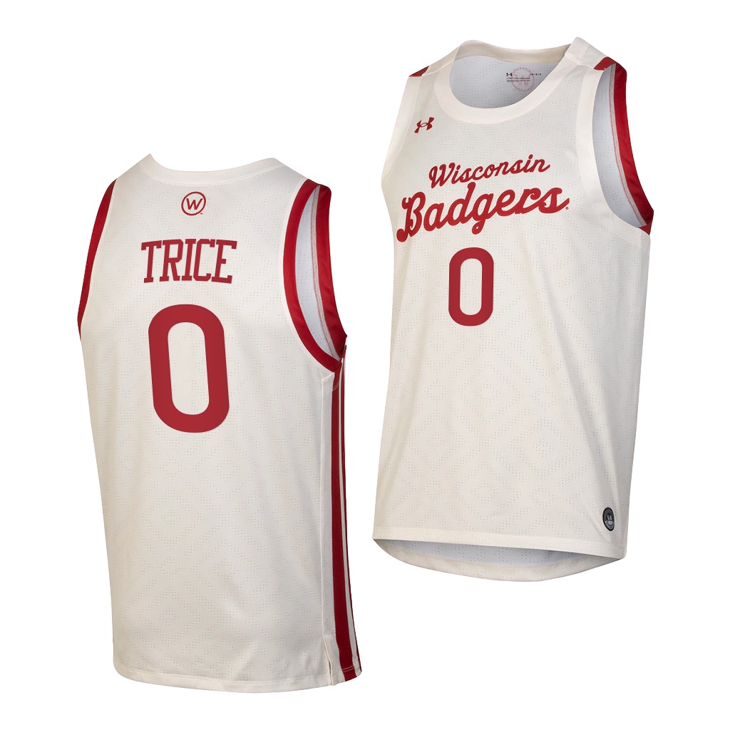 Wisconsin Badgers D'Mitrik Trice White Throwback College Jersey K5RVBGXV