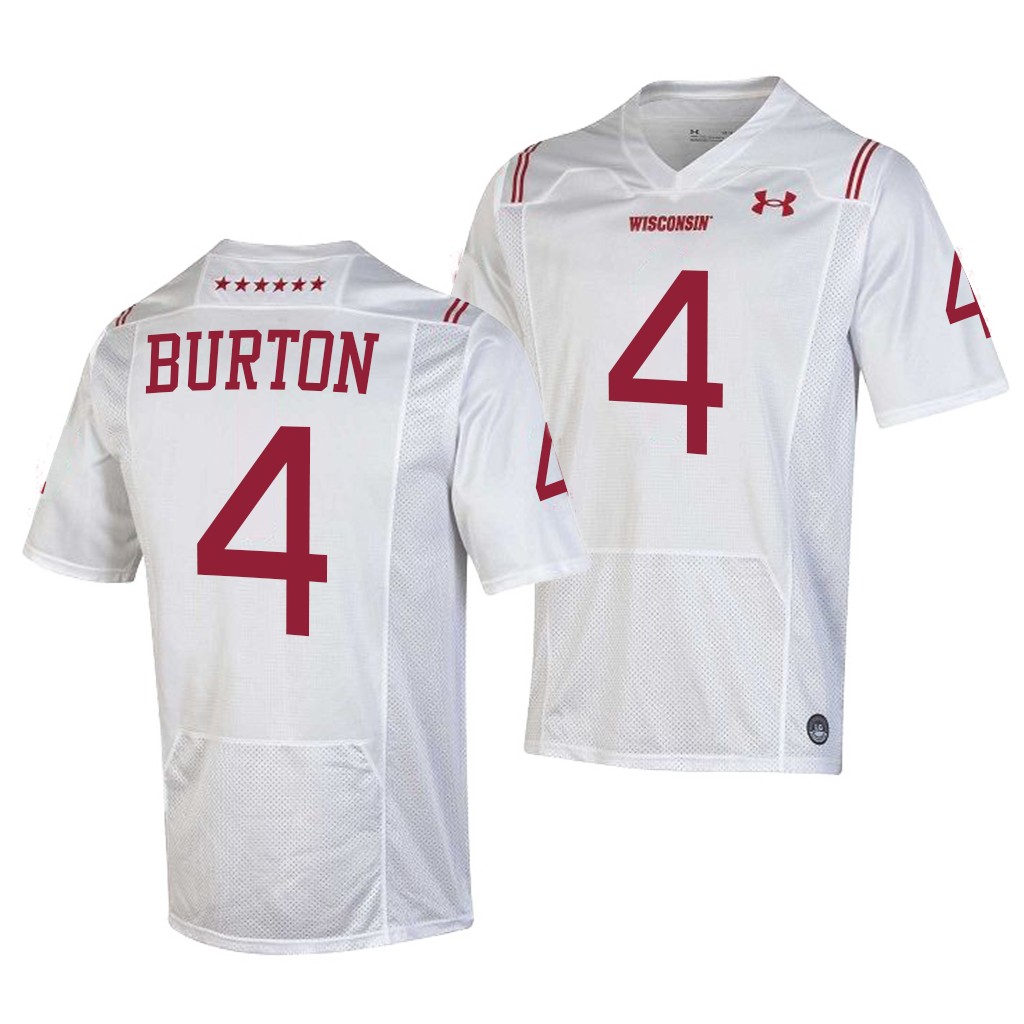 Wisconsin Badgers Donte Burton 4 White Shamrock Series Special Forward Jersey Men K8TLHGXV