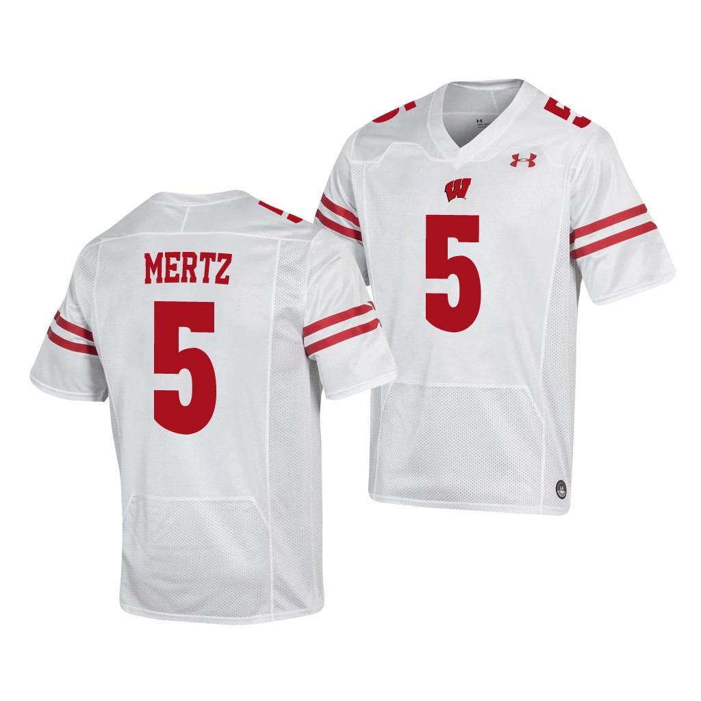 Wisconsin Badgers Graham Mertz 5 White Jersey FL2KEGXV