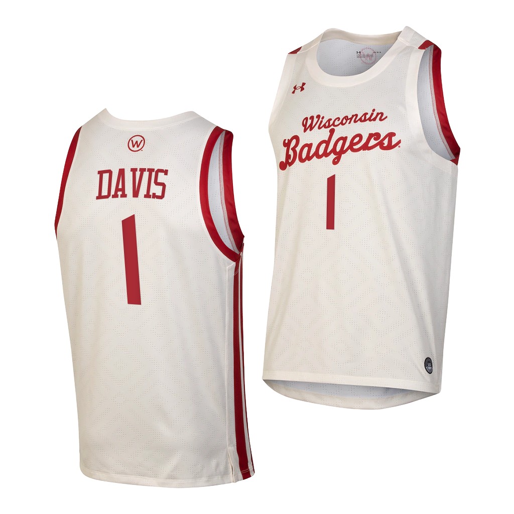 Wisconsin Badgers Jonathan Davis White Throwback College Jersey XI103GXV