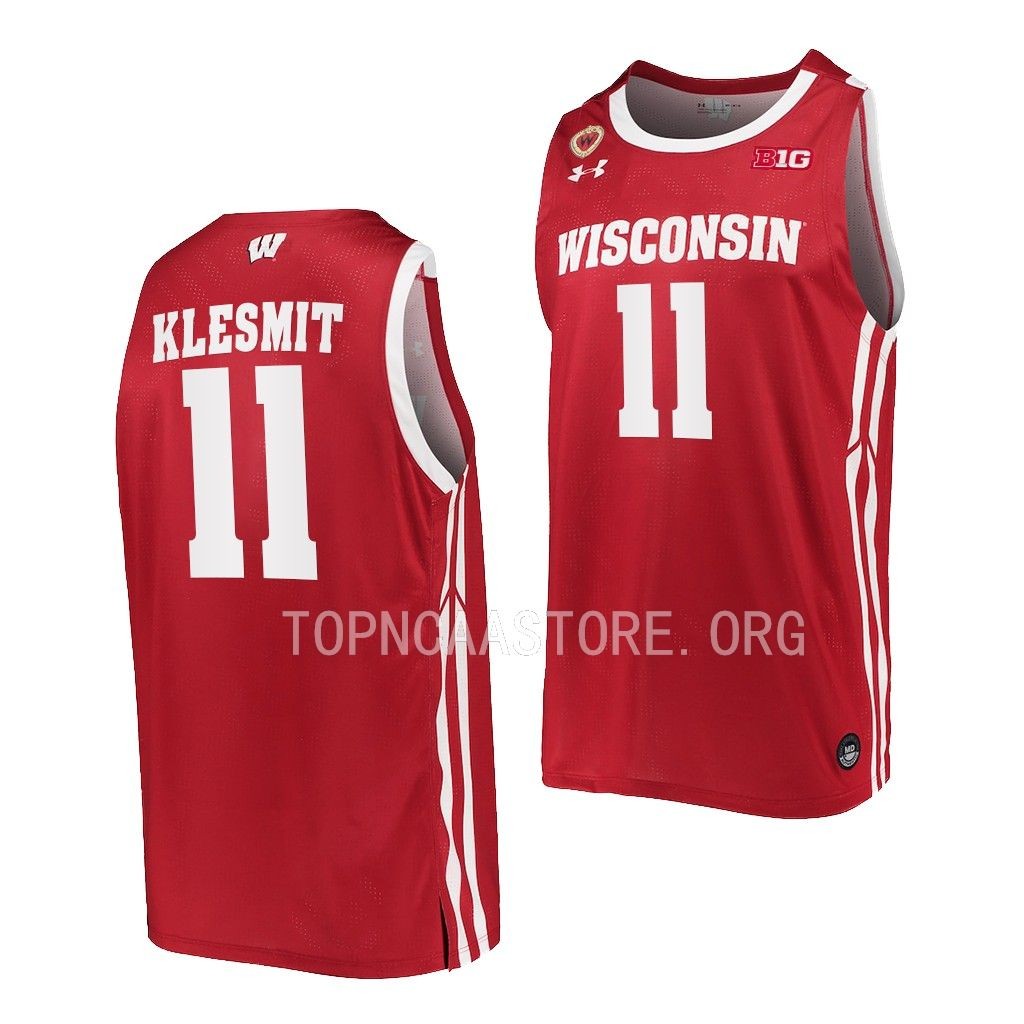Wisconsin Badgers Max Klesmit Red #11 Jersey 2022-23 Away TYTPDGXV