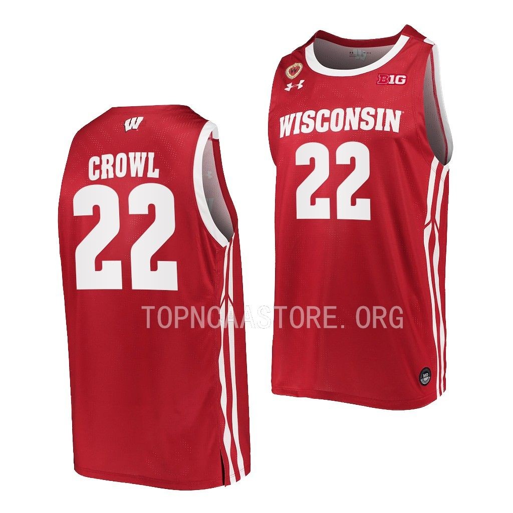 Wisconsin Badgers Steven Crowl Red #22 Jersey 2022-23 Away PWXX2GXV
