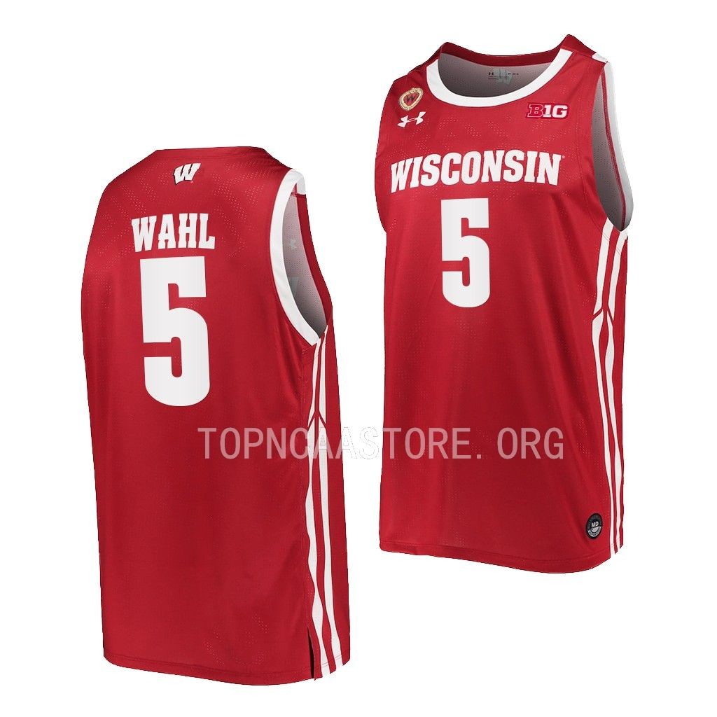 Wisconsin Badgers Tyler Wahl Red #5 Jersey 2022-23 Away V2HACGXV