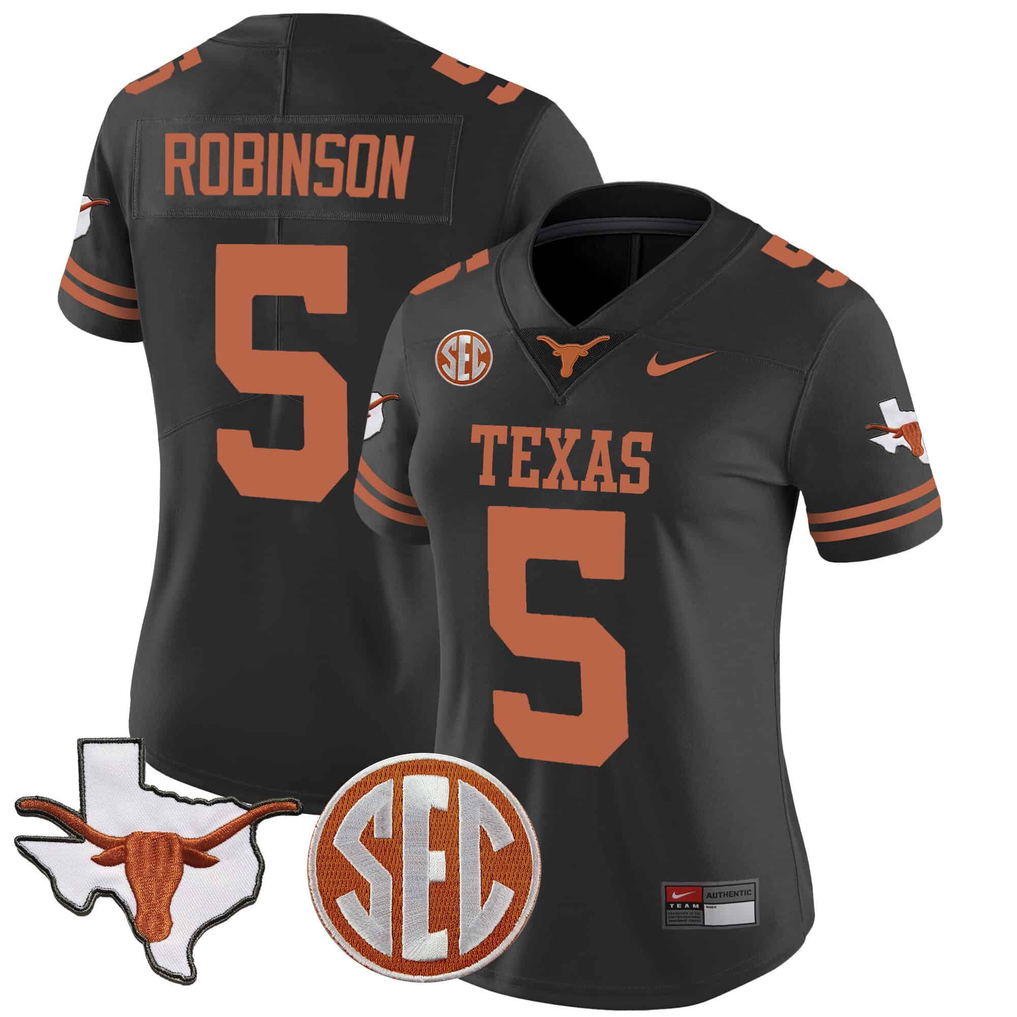 Wo Texas Longhorns State Map &amp SEC Patch Vapor Jersey V2 - All Stitched #15 ZZF1JGXV