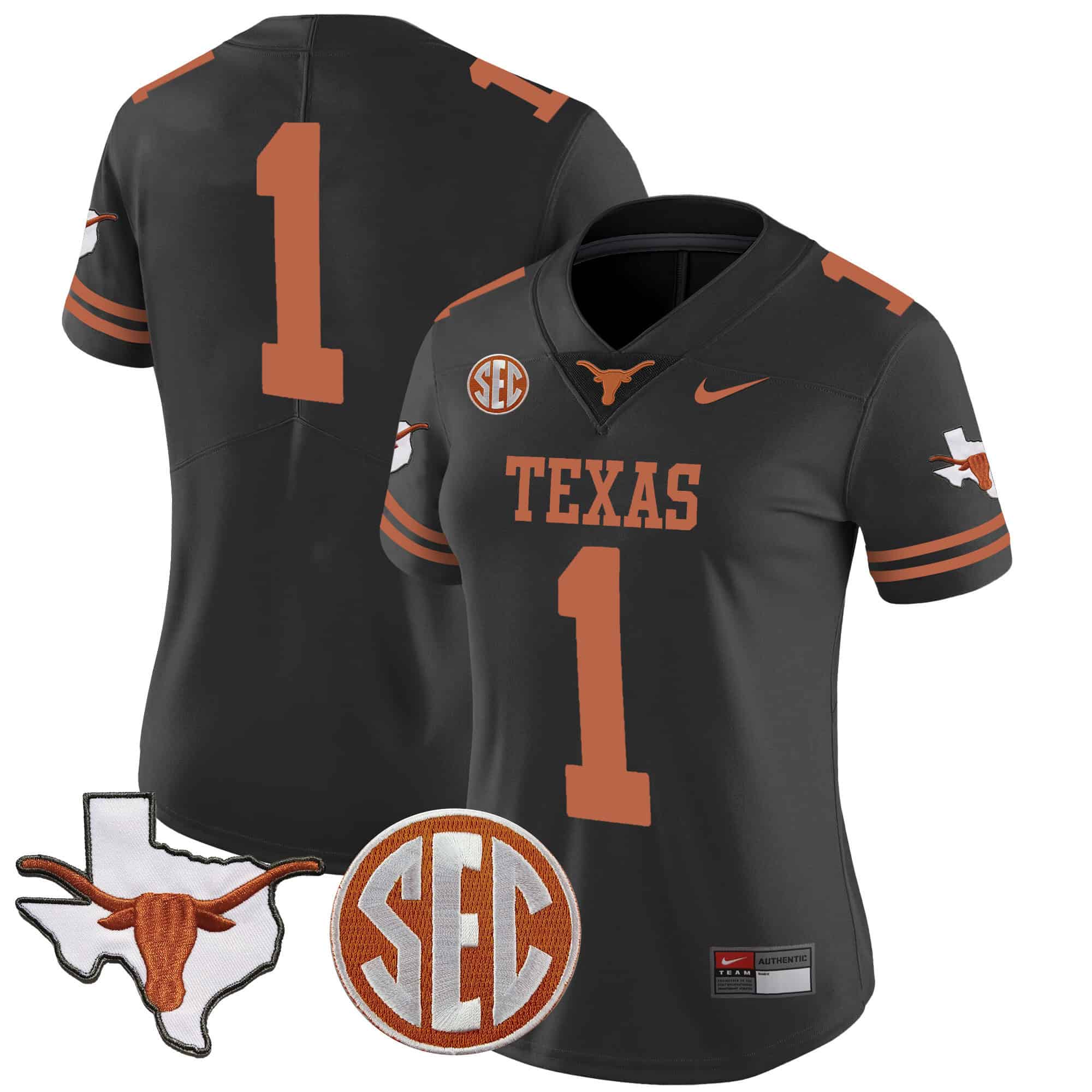 Wo Texas Longhorns State Map &amp SEC Patch Vapor Jersey V2 - All Stitched #18 JDIRXGXV