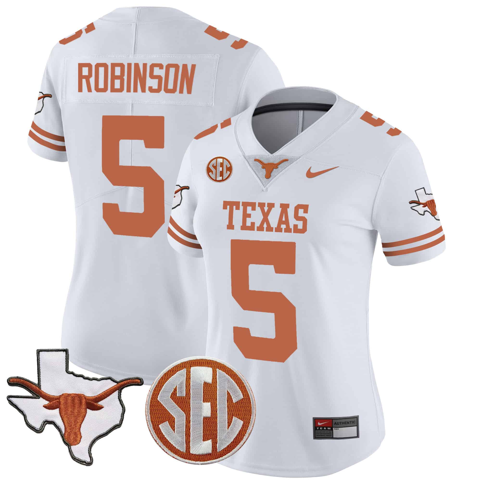 Wo Texas Longhorns State Map &amp SEC Patch Vapor Jersey V2 - All Stitched #27 MMOVOGXV