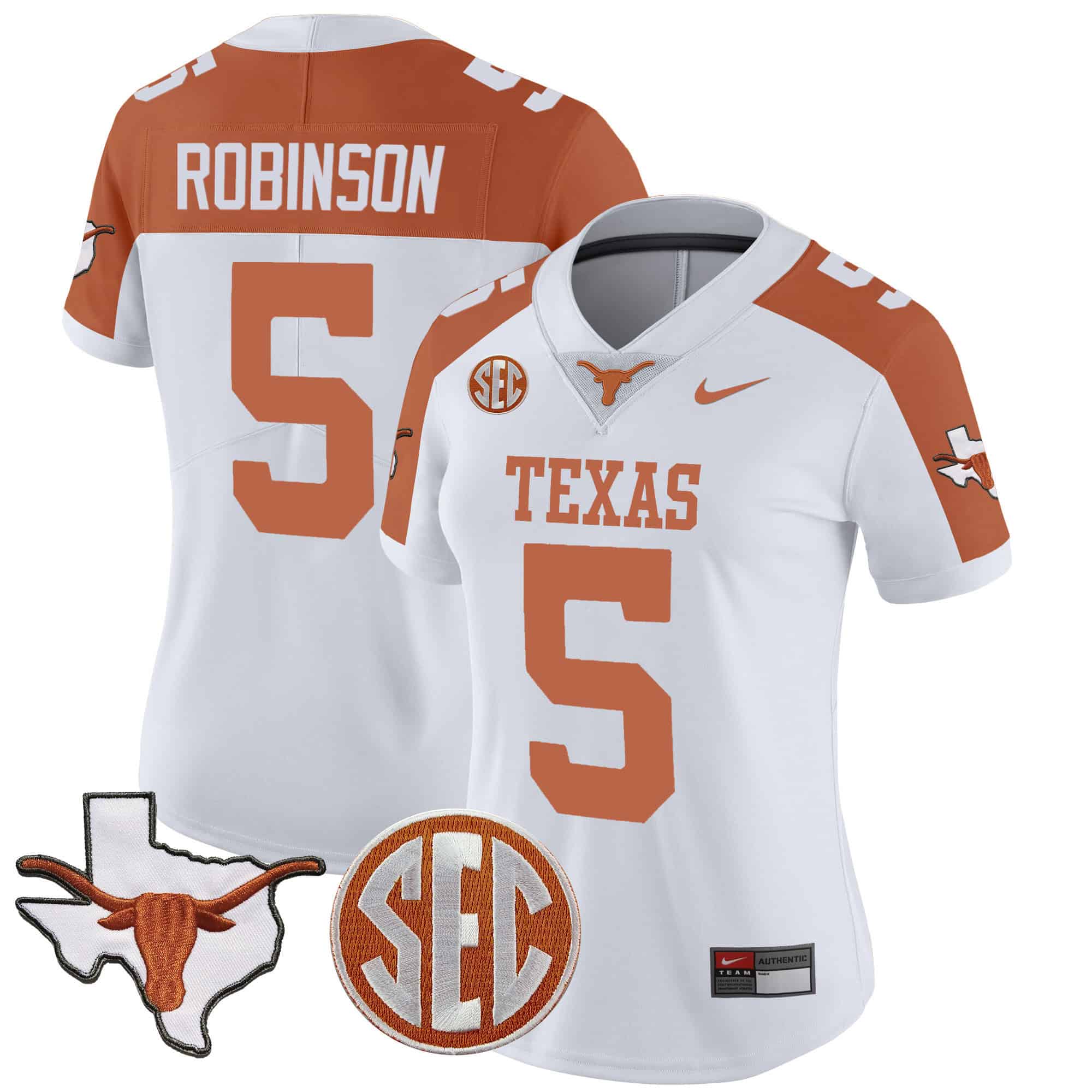 Wo Texas Longhorns State Map &amp SEC Patch Vapor Jersey V2 - All Stitched #33 BESQFGXV