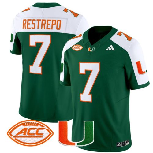 Xavier Restrepo Jersey #7 Miami Hurricanes Vapor Football Stitched Green Alternate OUOWCGXV