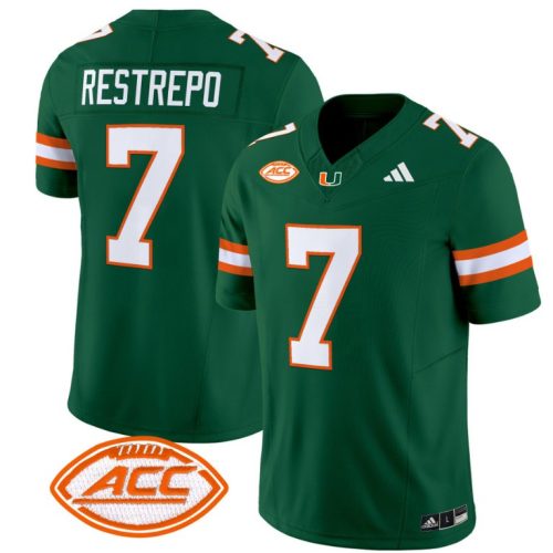Xavier Restrepo Jersey #7 Miami Hurricanes Vapor Football Stitched Green AMOH0GXV