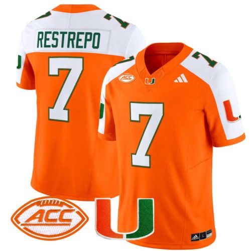 Xavier Restrepo Jersey #7 Miami Hurricanes Vapor Football Stitched Orange Alternate OTNUTGXV