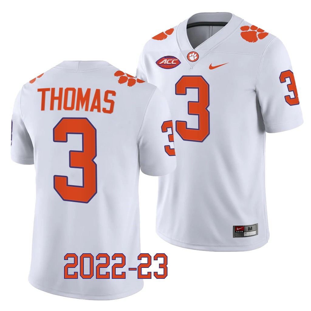 Xavier Thomas Clemson Tigers #3 White Jersey 2022-23 College Game Uniform 4GWPMGXV