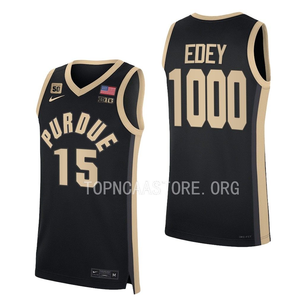 Zach Edey #15 Purdue Boilermakers 1000 career points Commemorative Jersey Black 3C9CXGXV