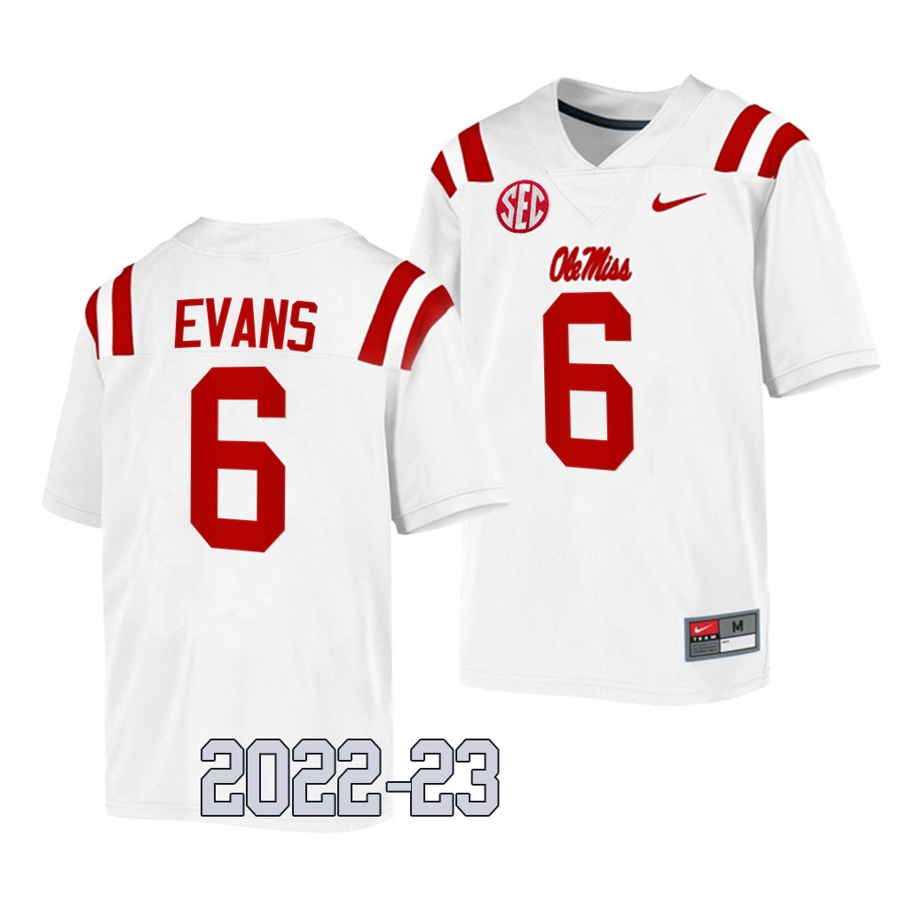 Zach Evans Ole Miss Rebels College White Men Game 6 Jersey 2022-23 L5D70GXV