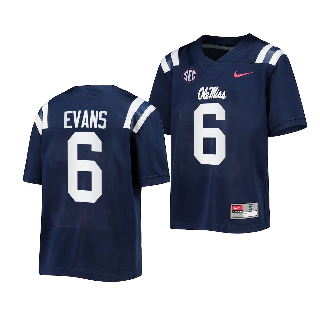 Zach Evans Ole Miss Rebels Navy 2022-23 Untouchable Game Youth Jersey HVJMQGXV