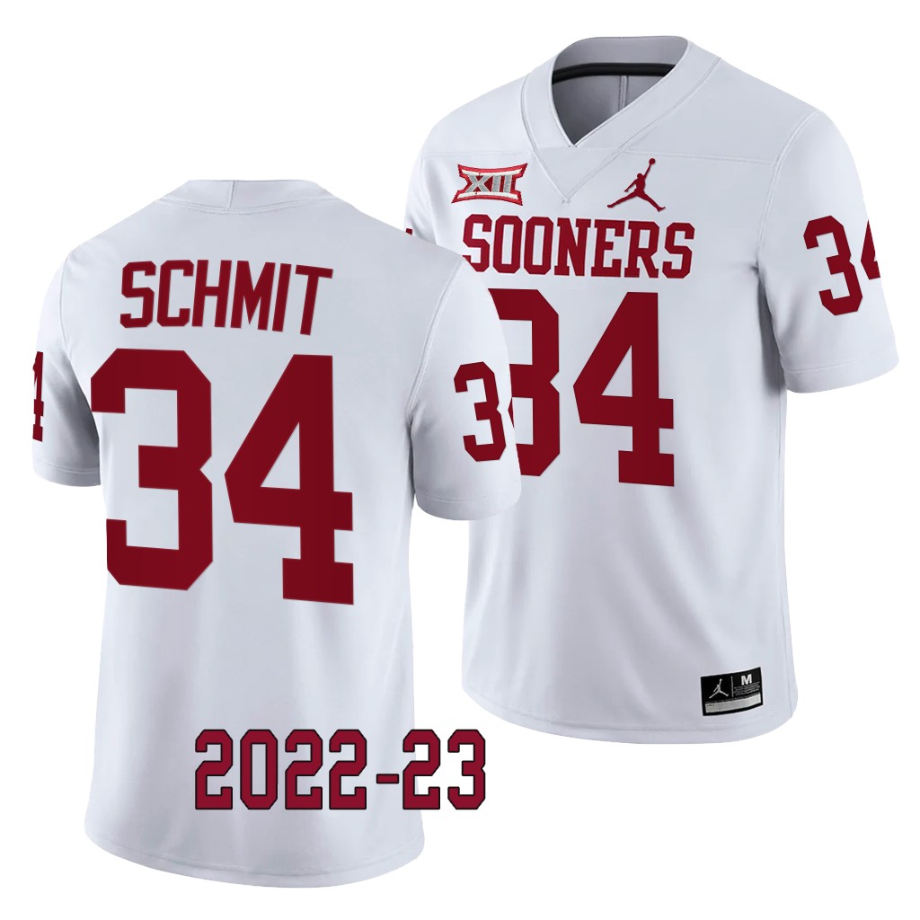 Zach Schmit Oklahoma Sooners 2022-23 College Game Jersey White #34 Uniform 5NZBQGXV