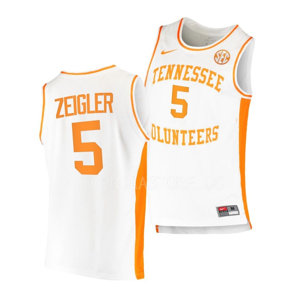 Zakai Zeigler Tennessee Volunteers #5 College White Jersey EEM5FGXV