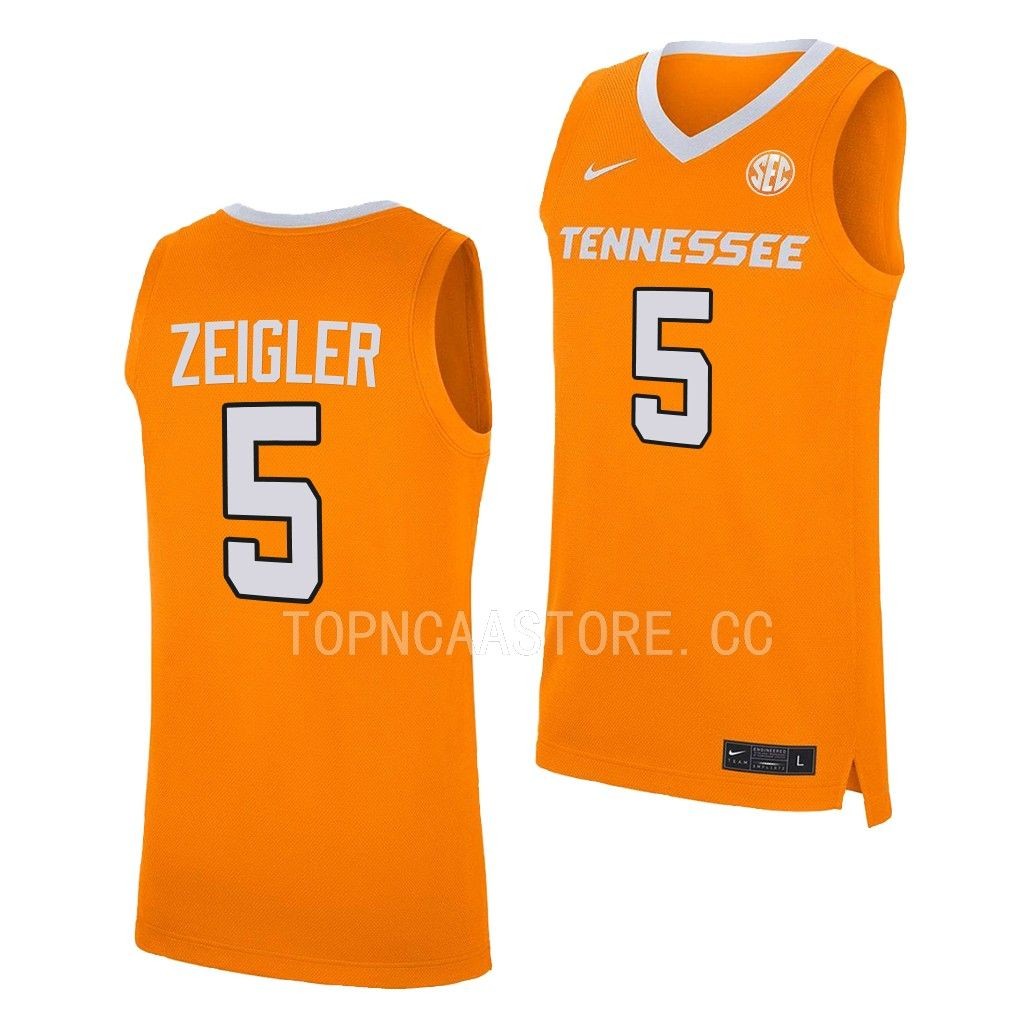 Zakai Zeigler Tennessee Volunteers #5 Orange Jersey 2022-23 M29X0GXV