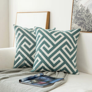 45x45cm Lake Green Navy Pillowcase Cotton Canvas