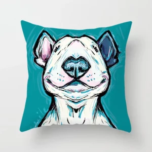 Cartoon Bull Terrier Pillow Peach Skin Style 1