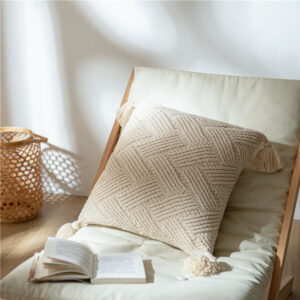 Alternative view of Handmade Tassel Sofa Cushion Cover 45x45cm Solid Beige