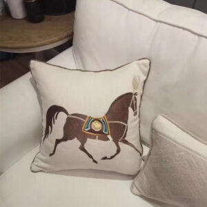 Horse Luxury Pillow Case White Canvas 45x45cm