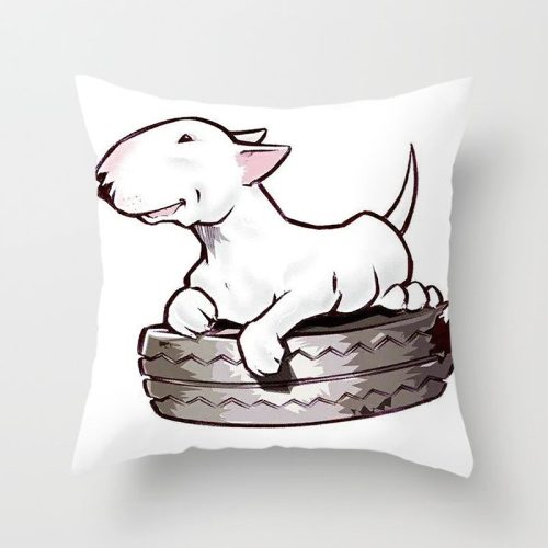 Cartoon Bull Terrier Pillow Peach Skin Style 2