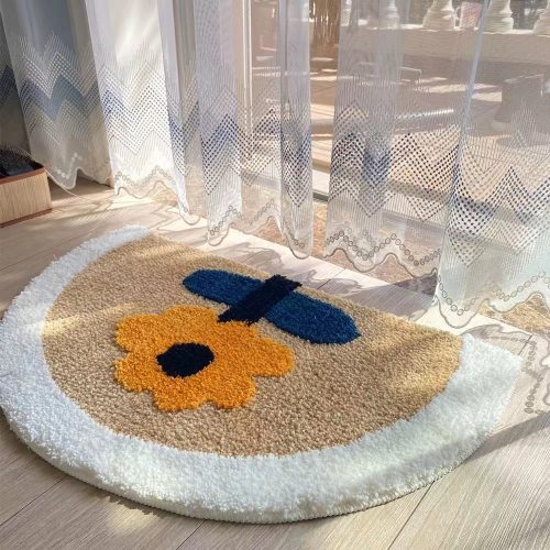 Flocking 3D Floral Design Bathroom Mat