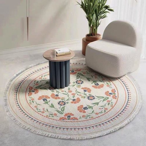 Nordic Cotton and Linen Tassel Retro Round Rug