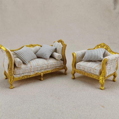 Wooden Luxury Fabric Sofa And Chair