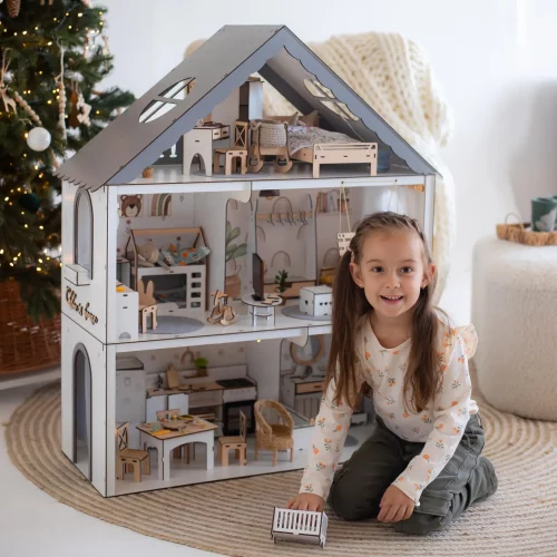 Luxury Wooden Dollhouse for Girls | Large Handmade Doll House for Dolls